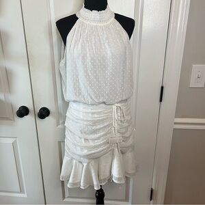 NWT Two Sisters The Label Sz 8 Dress boho midi ruffle polka dot Cinch Hem austra